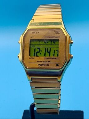 TIMEX T80 2024 TW2R79000 Men’s Digital Bracelet Wristwatch Indiglo Chrono Works